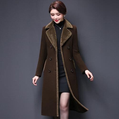 Middle-aged Mother Thicken Parka Woolen Jacket winter Coat Plus size 4XL Korean Slim Temperament Long Overcoat Warm Female Coats