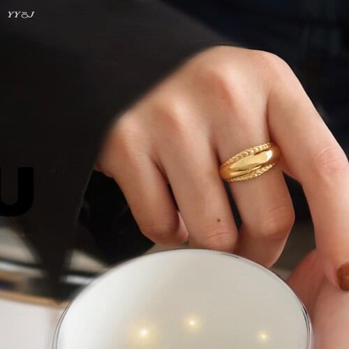 Twist edge dome rings for women stainless steel gold dainty rings wholesale items free tarnish dianty elegant jewelry dropship