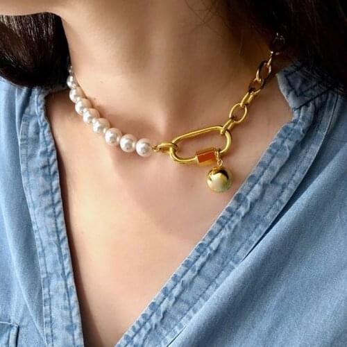 Ladies Jewelry Clavicle Chain Choker Simulated Pearls Strand Beaded Necklace for Bridal Women Torques Female White Wedding Gift