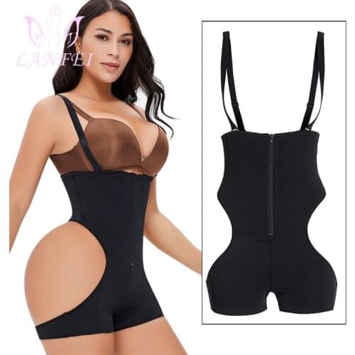 LANFEI Full Body Shaper Women Zipper Shoulder Strap Postpartum Modeling Waist Trainer Briefs Slimming Femme Corrective Shapewear