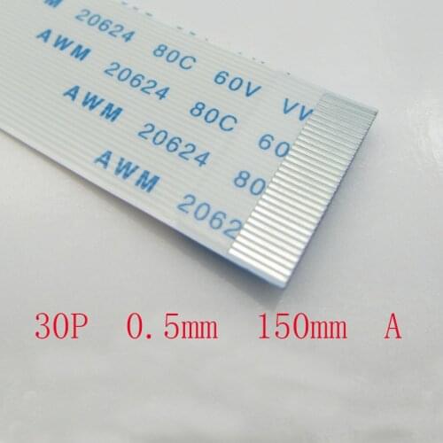 2PCS New FFC FPC 30pin flat flexible cable 0.5mm pitch forward Length 150mm 15cm Width 15.5mm Ribbon 30p Flex Cable Type A