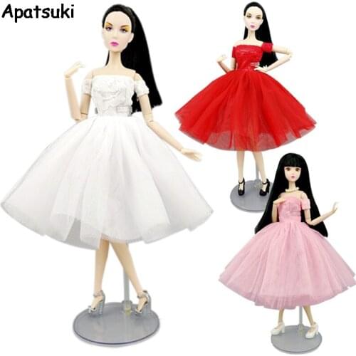 3pcs/lot Fashion Doll Clothes For Barbie Doll Outfits Off Shoulder Short Ballet Dresses For Barbie Dress 1/6 Accessories Toys