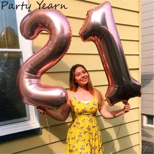 32 inch Rose Gold Number Balloons Large Digit Helium Foil Balloon Wedding Decorations Birthday Party Supplies Baby Globos