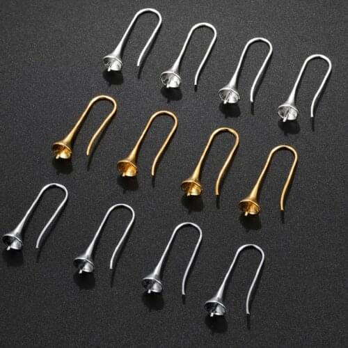 4 pcs/set High Quality Metal Trumpet Shape Earring Hook Half Pins Ear Hooks DIY Earrings Clasps Jewelry Finding Accessories