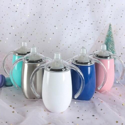 50pcs 12oz Hot-selling double-handled vacuum eggshell cup Stainless steel milk bottle cap insulating cup large capacity beverage