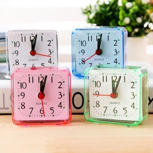 ABS Plastic Alarm Clocks Mini Simple Style Square Clock Bed Compact Travel Quartz Beep for Modern Home Decor Living Room