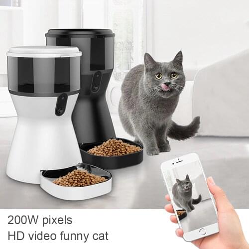 4L Automatic Pet Feeder Dog Cat Food Dispenser Pet Feeding Machine w/ Camera 1920*1080 64G