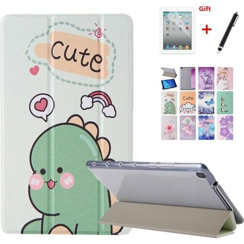 Case For Huawei MediaPad M6 10.8 inch tablet PU Leather Soft TPU Back Cute Painted Protective Cover Funda+Film+Pen