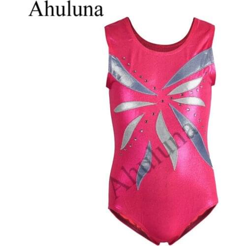 Children Gymnastics Leotard For Girls Gymnastic Dress Metallic Pink Tank Rhinestone Classical Ballet Leotards Kids D005