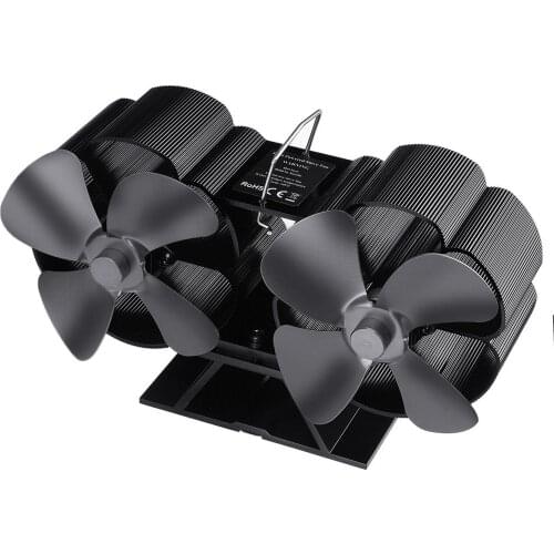 Double-headed 8-blade Fireplace Fan Wood Stove Burner Power Fan Silent House Heat Distribution Household Electric Fan Multicolor