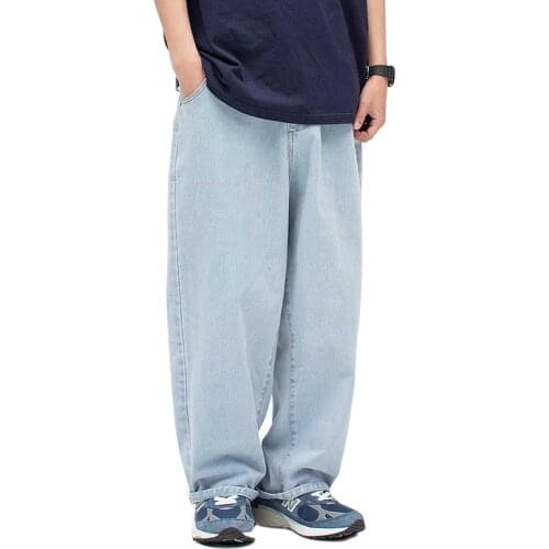 Fashion Oversized bf Jeans Men and Women Elastic Waist Hiphop Harem Jeans Casual Denim Pants Streetwear Trousers Wide Leg Jeans