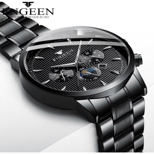 FNGEEN Quartz Watch Men Elegant Stianless Steel Watches luxury Masculino Relogio Waterproof Wristwatch Male clock Reloj montre