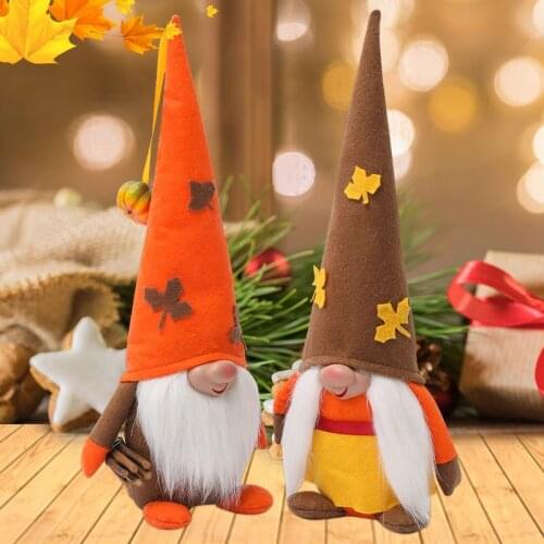 Maple Leaf Hat Faceless Rudolph Standing Plush Doll New Harvest Festival Decorations Shop Window Ornament Home Decor Furnishings