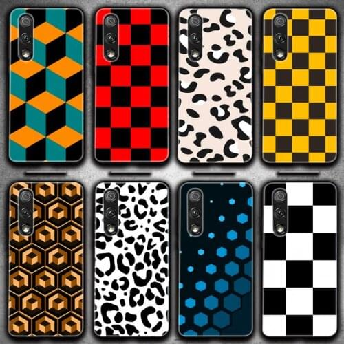 Checkered Black And White Leopard Print Phone Case For Huawei P20 30 40 Pro Mate 20 30 40 Pro Honor 9x 10 30lite Y62019
