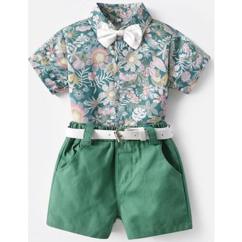 Summer Kids Boy Clothing Set Fashion 1-7 Years Gentleman Party Wedding T-Shirt+Pants+Tie 3Pcs Hoilday Sun Clothing Outfits Suit