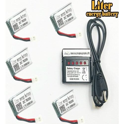 3.7V 400mAh 702030 Li-Po Battery With 1in6 Charger Set For Eachine E55 FQ777 FQ17W Hubsan H107 Syma X11C H108C U816 v966
