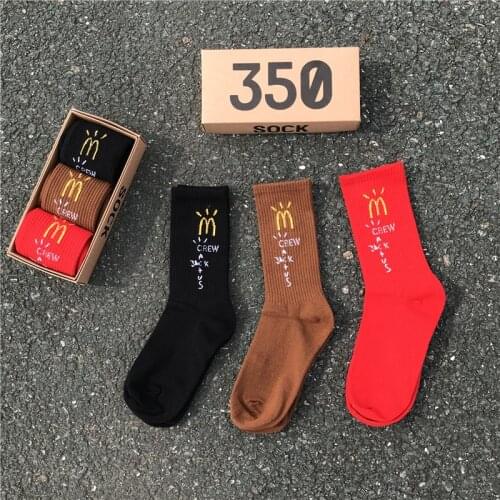 2021 Mens socks Letters Sports Sock Couple Cotton Comfortable Funny HipHop Tide Socks 3 Pair/box Fashion Red Color Personality