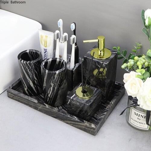 Light Luxury Natural Marble Wash Set Soap Dish Toothbrush Holder Mouth Cup Liquid Soap Dispenser Home Bathroom Accessories