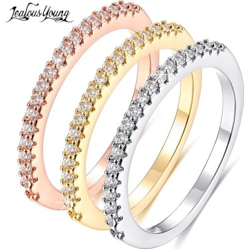 Fashion 3 Pcs Mix Color Women CZ Stones Engagement Wedding Rings Set Silver Color Famous Brand Ring Jewelry