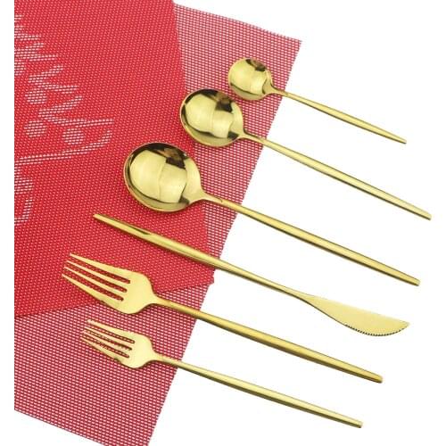 Gold Dinnerware Set Wedding 6/36 Piece Flatware Cutlery Set Stainless Steel Dinner Knife Fork Scoops Silverware