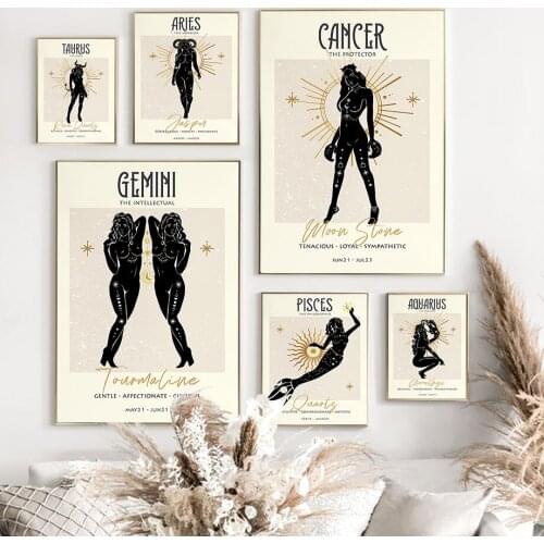 Dama De La justicia Constellations Retro Wall Art Canvas Painting Posters And Prints Astrology Pictures For Living Room Decor