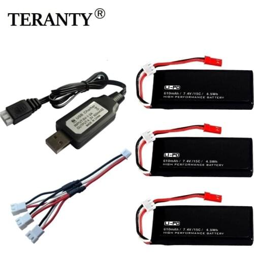 Original 7.4V 610mAh lipo Battery 15C With USB Charger Set For X4 H502S H502E H216A RC Quadcopter Spare Parts