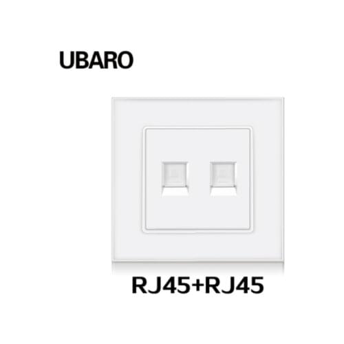 UBARO 86*86mm Tempered Glass Panel Weak Current Signal Terminals RJ45 RJ11 TV HDMI Wall Socket Home Plugs Weak Current Outlet