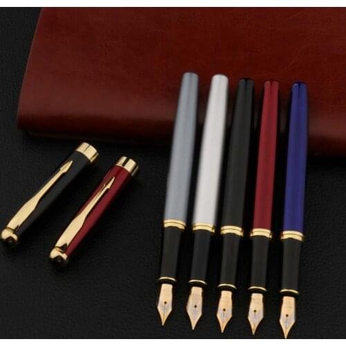 Business Fountain Pen Gifts Metal Black Golden Student Fountain Pen Stationery Office School Supplies Pens Writing Tools