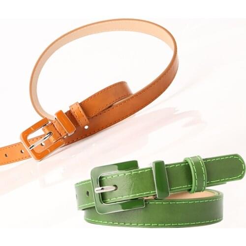 Designer New PU Leather Belt For Women Black Blue Green Tight Slim Leather Candy Color Pin Buckle Waist Belts Jeans Accessories
