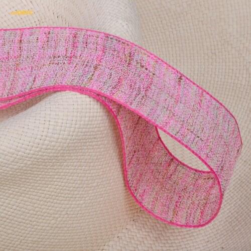 Hot pink hemp cotton ribbon Plaid ribbon for fascinator hair accessory dress headband hat bag clothes decoration belt