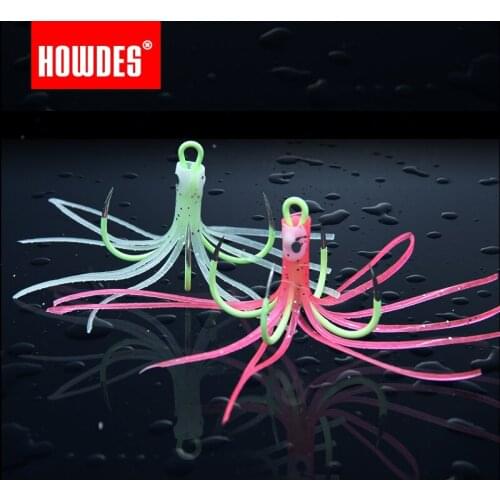Luminous squid hook four hook luminous simulation squid four anchor hook sea fishing metal jig hook fluorescent hook sharp hook