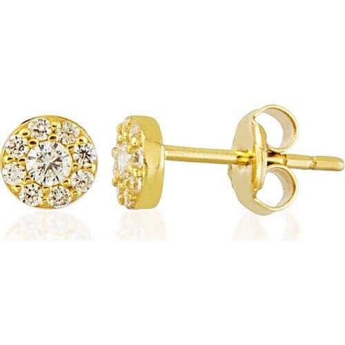 Sembolgold Solitaire Golden Earring Coronet Stone Gold Wholesale Stylish Bright Brilliant Accessory Gift Elegant Women