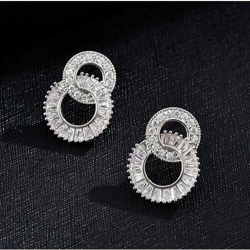 Korean Temperament Circle Crystal Drop Dangle Earrings for Women Personality Dangle Earring Wedding Jewelry 2021 New Fashion