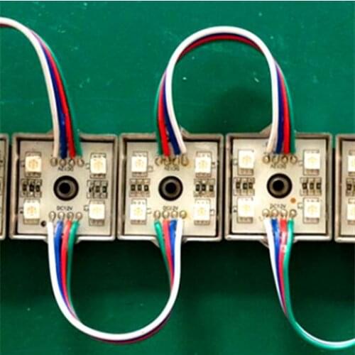 Super Bright 100pcs/Lot DC12V 5050 RGB LED Module 4Leds Waterproof Iron Shell LED Module For Advertising Board Display Window