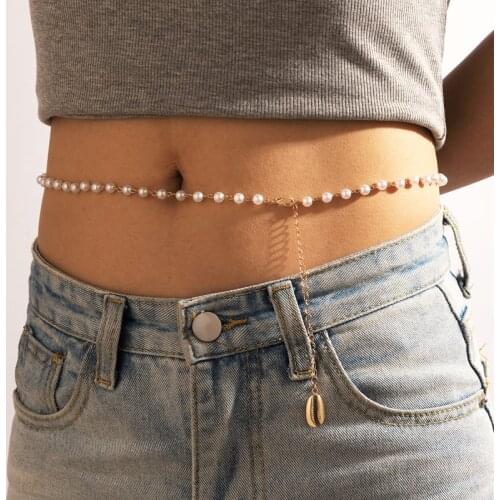 Tocona Charms Bead Body Chian Summer Shell Gold Color Alloy Metal Handmade Adjustable Waist Chain for Women Jewelry 18225