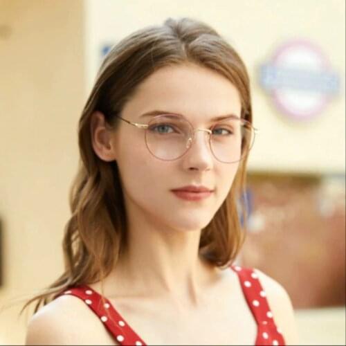 ZENOTTIC Pure Titanium Glasses Frame For Women Round Clear Glasses Myopia Optical Prescription Eyeglass Frames 340001