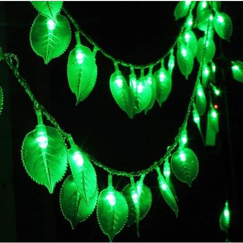 AC110V/220V 10M 100leds Green Leaf LED String Light Waterproof Outdoor Garden Garland Christmas Holiday Wedding Decorative Light
