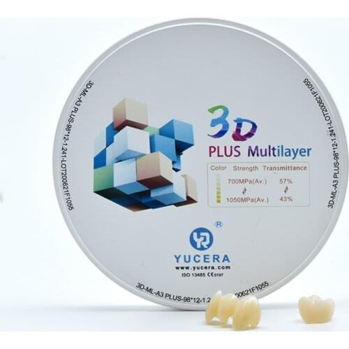 Dental zirconia block yucera 3D multileer disc for CAD/CAM system/dental zirconia for lab