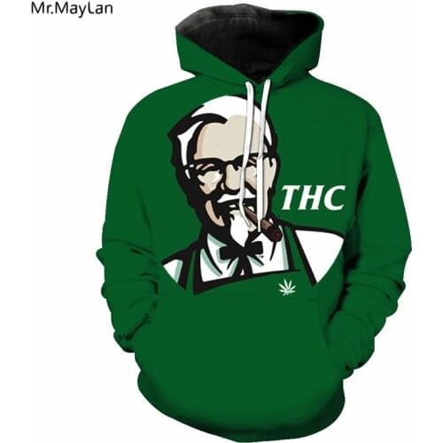 Funny 3D Print THC Grandpa Moking Jackets Women/men Hip Hop Streetwear Hoodie Girls Cool Hood Sweatshirts Punk Green Top Clothes