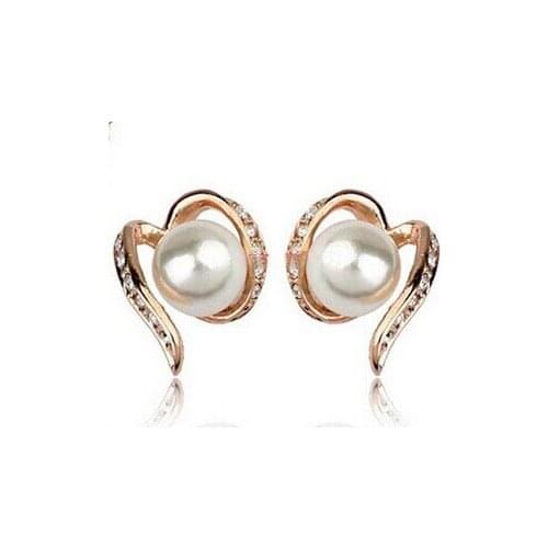 JS E076 Pearl Earings 2014 Gold And Silver Color Brinco Perola Nickel Free Women Earrings Accessories