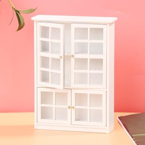 1:12 Dollhouse Miniature Wood Cupboard Shelf Furniture Model