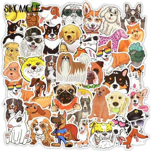 50PCS Cartoon Dog Stickers Cool Different Style Dogs Sticker Animals Cute Corgi Dachshund On Laptop Pet Supplies Kid Gift F5
