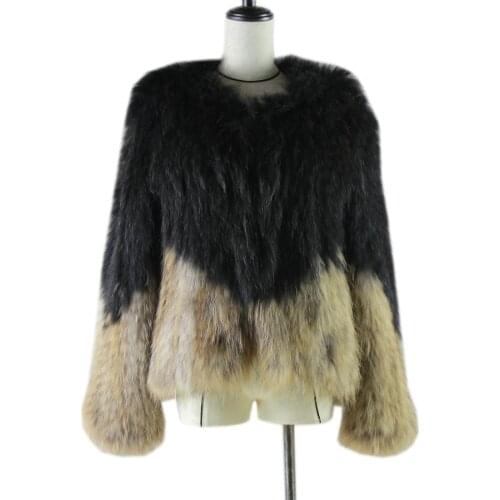 100% natural raccoon fur Jackets Real Raccoon Fur Coats Knitted Women Fur Coats Fashion