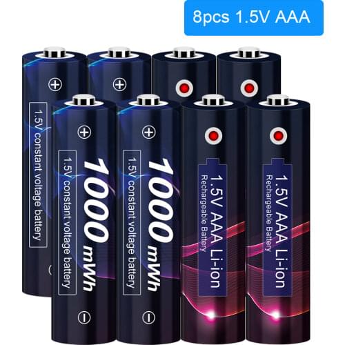 2-8Pcs 1.5V AAA Rechargeable Battery AAA 1.5V Battery 1000mWh 1.5v Lithium Li-ion Rechargeable Battery AA AAA