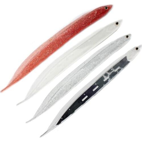 2pcs Lifelike Soft Baits Swimbaits Plastic Knifefish Lures with 3D Eyes Built-in Reflectors Sea Fishing Tackle