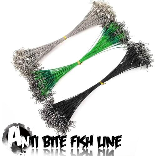 20PCS 15/20/25cm Anti Bite Steel Fishing Line Steel Wire Leader With Swivel Fishing Accessory Lead Core Leash Fishing Wire