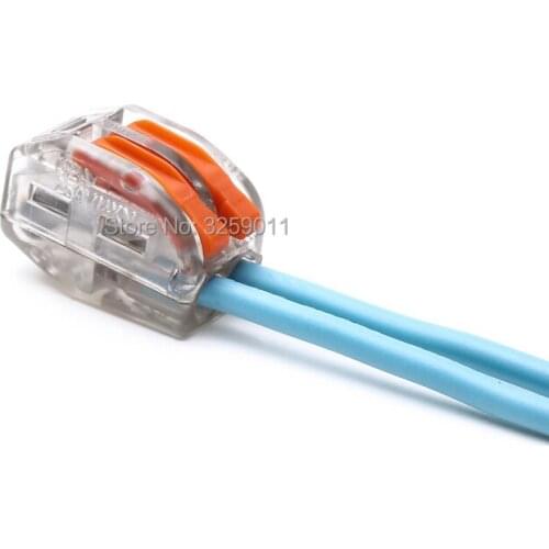 20PCS Push Wire Connector Lever Terminal Block PCT-212 222-412 2 Pin Universal Connectors Terminals transparent