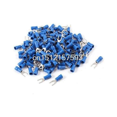 200 Pcs SV1.25-4 AWG 22-16 Blue Pre Insulated Fork Terminals Cable Connector
