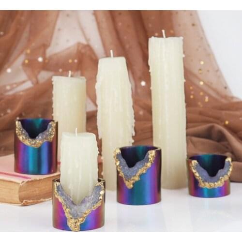 4Pcs Crystal Candlestick Epoxy Resin Mold DIY Craft Candle Holder Silicone Mould