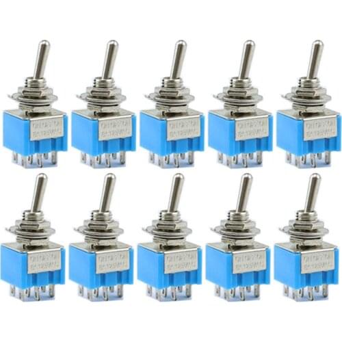 5pcs / 10PCS 3 Position MTS-203 6-Pin 6MM Mini SPDT ON-OFF-ON 6A 125VAC Mini Toggle Switch
